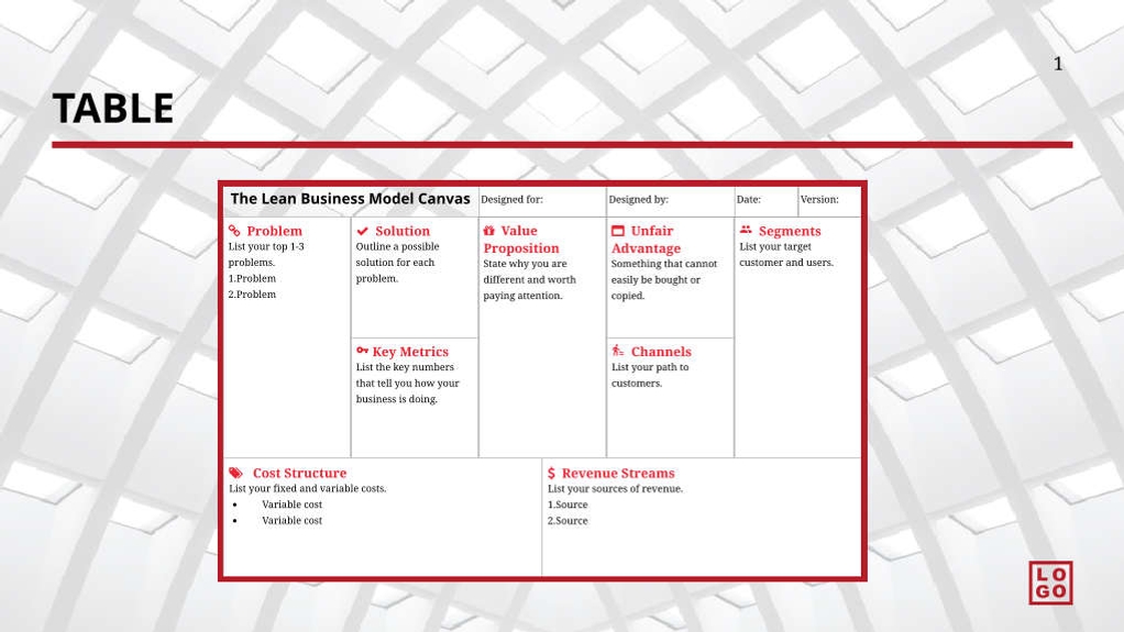 Free presentation  business model template