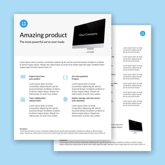 Free product sheet template