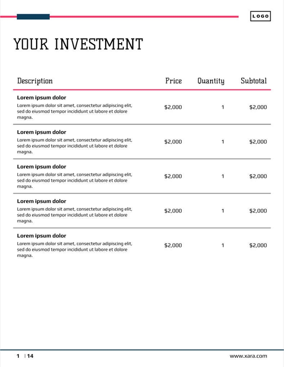 Free proposal  data analytics template