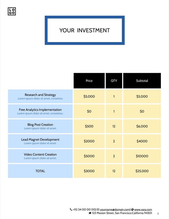 Free proposal  digital marketing template