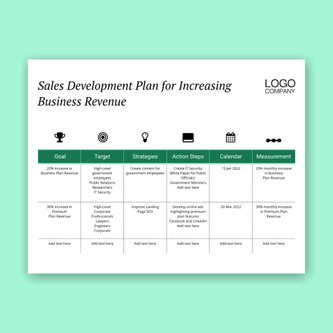 Free sales plan template