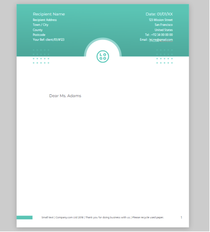 a letterhead template - xara