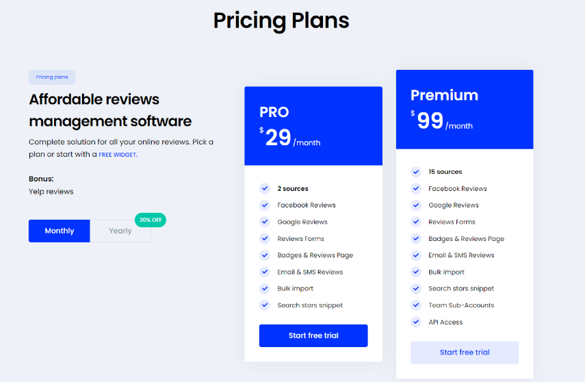 EmbedSocial Pricing