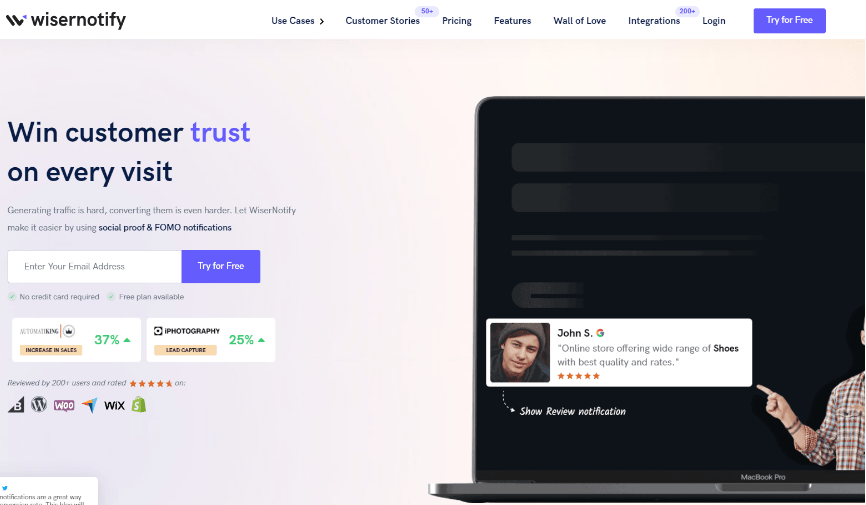 Social Proof Tools: WiserNotify