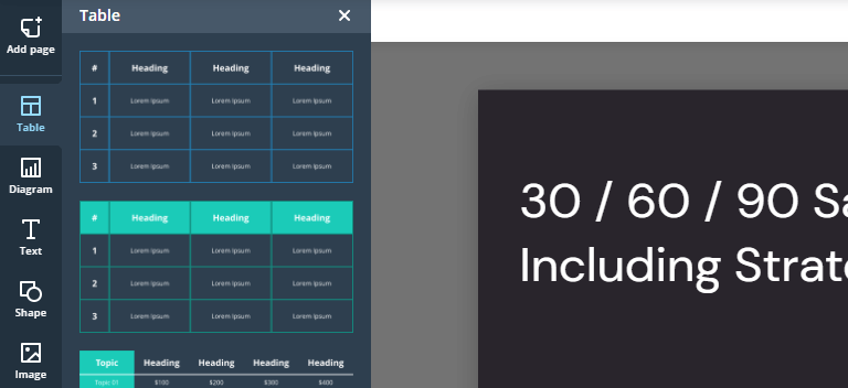 Table Maker feature in Xara Cloud