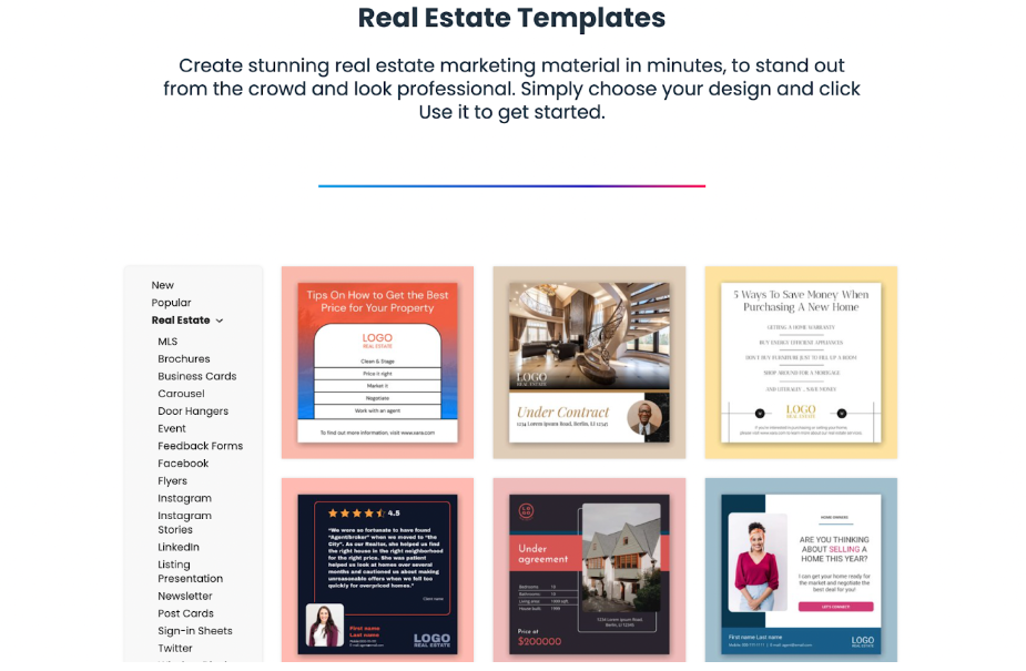 Real Estate Templates Xara Cloud