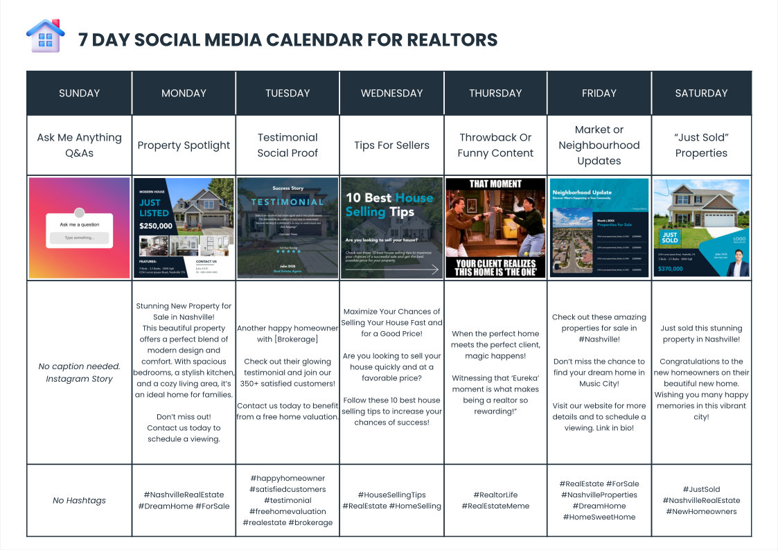 Real Estate Social Media Calendar Made With Xara